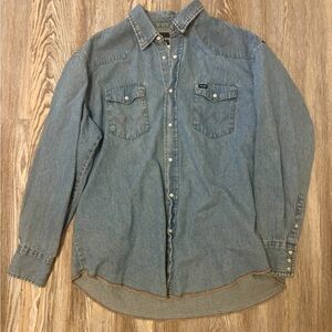 Wrangler Light Blue Denim Western Button-Down Shirt